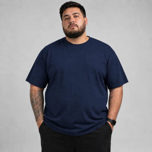 Camiseta Básica Plus Size 100% Algodão - Azul Marinho