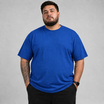 Camiseta Básica Plus Size 100% Algodão - Azul Royal