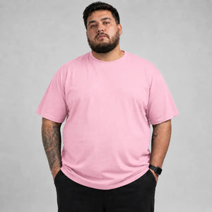 Camiseta Básica Plus Size 100% Algodão - Rosa Bebê