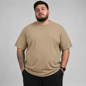 Camiseta Básica Plus Size 100% Algodão - Caqui