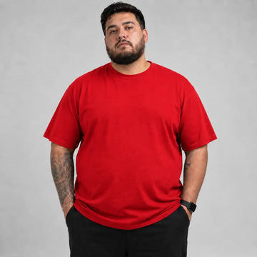 Camiseta Básica Plus Size 100% Algodão - Vermelho