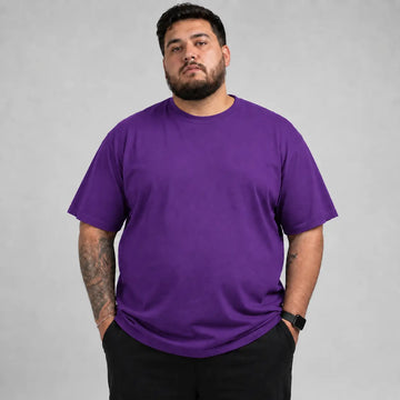 Camiseta Básica Plus Size 100% Algodão - Roxo